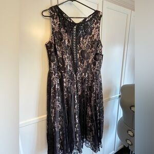 Formal black lace and floral sleeveless dress NWT